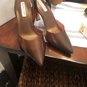 Brand new Chelsea and Violet brown sling back pumps.  Never worn.